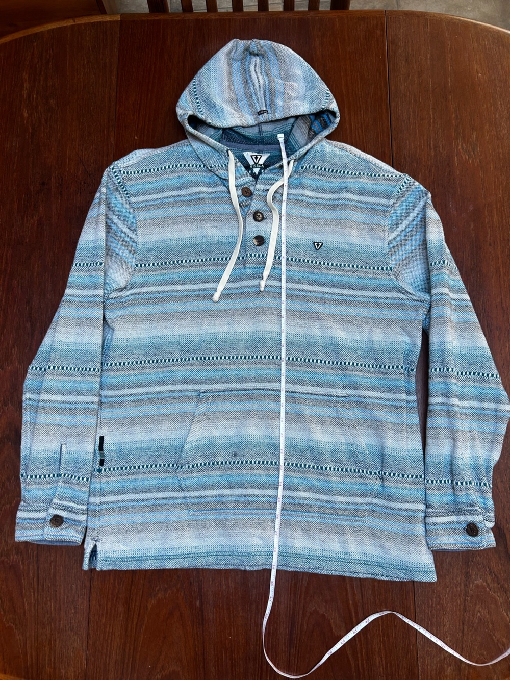 VISSLA Blue Striped Pullover Hoodie